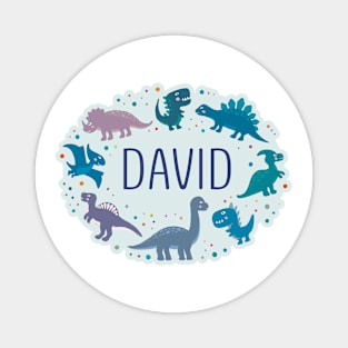 David name surrounded by dinosaurs Magnet